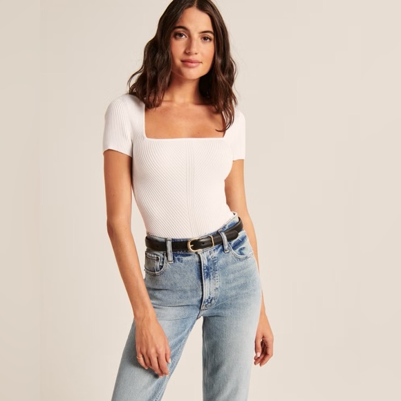 Abercrombie & Fitch short sleeve portrait neck bodysuit - Picture 2 of 6